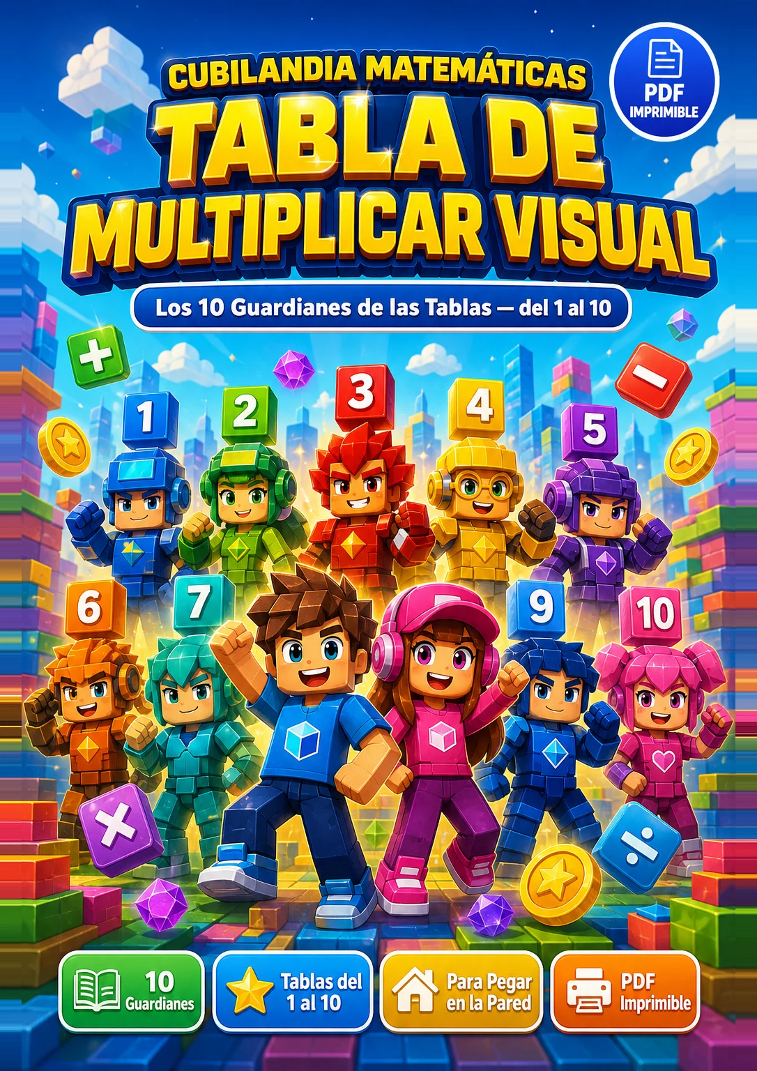 Portada de la Tabla de Multiplicar Visual de Cubilandia